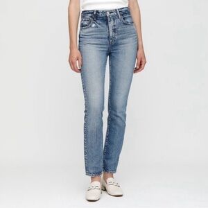Moussy High-Rise Straight Jeans in Light Blue Wash 27